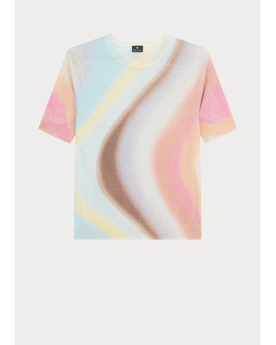 Paul Smith Spray Swirl Short Sleeve Very Fine Knit Sweater - Pink