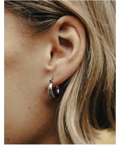 Nordic Muse Mini Crescent Hoop Earrings, Waterproof Stainless Steel - Brown