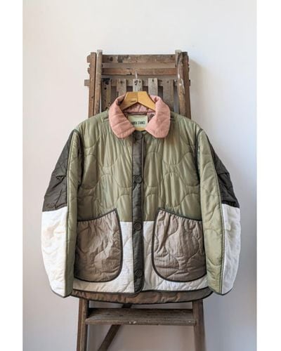 MARFA STANCE Reversible Patchwork Quilted Jacket - Natural