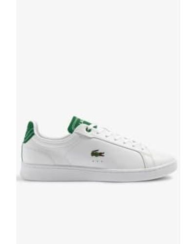 Lacoste Mens Contrast Leather Carnaby Pro Trainers - Bianco