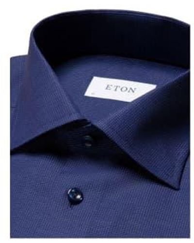 Eton Camisa sarga sarga punto ajuste azul oscuro color azul 10001112727