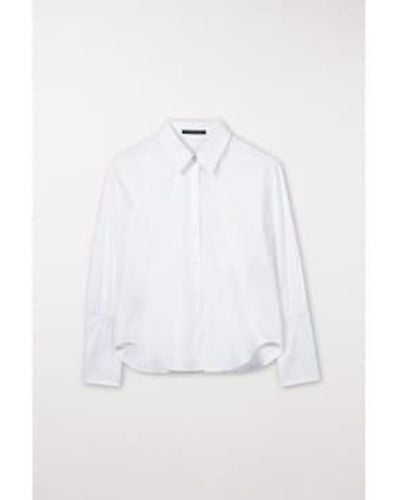 Luisa Cerano Detalle elástico la camisa manga larga tamaño: 8, col: blanco