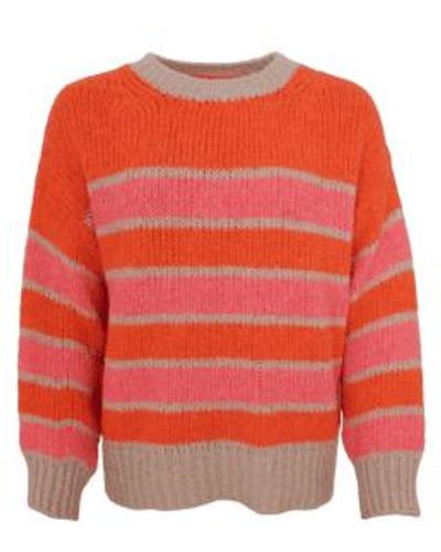 Black Colour Orange Emilie Knit Sweater L/xl - Red