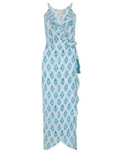 Sophia Alexia Aquamarine Cocktail Wrap Dress Small - Blue