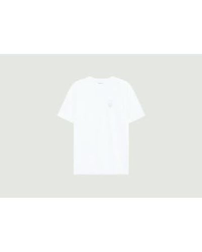Knowledge Cotton Small Chest Print T Shirt - Bianco