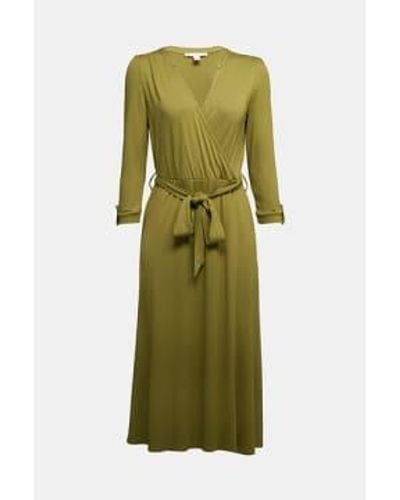 Esprit Midi Wrap Dress In Olive - Verde