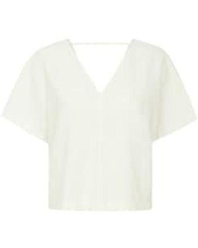 B.Young Byoung Falakka V Neck Blouse In Marshmallow - Bianco