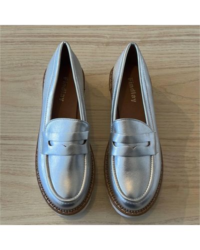 Anorak Findlay Silver Loafers Shoes White Sole - Blue