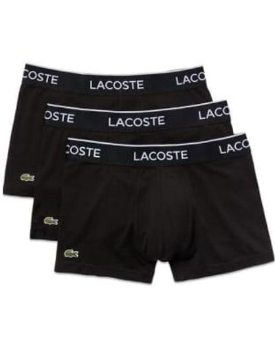 Lacoste 3 Pack Cotton Stretch Trunks - Nero