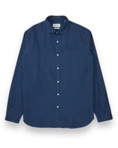 Oliver Spencer Eton Collar Shirt Lawes Navy 15 - Blue