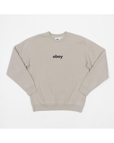 Obey Sweatshirt mit Rundhalsausschnitt in Kleinbuchstaben in Grau