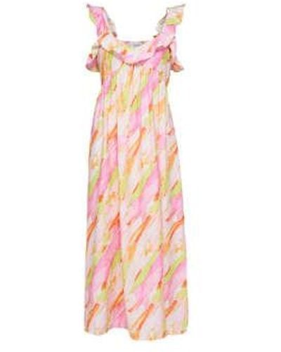 SELECTED Printed Dress With Ruffle Top - Pink