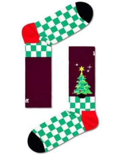 Happy Socks Chaussettes Sapin Noël P000262 - Vert