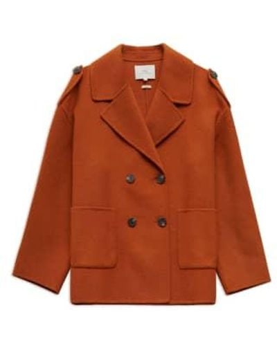 Yerse Lana Double Breasted Jacket Burnt Orange - Marrone