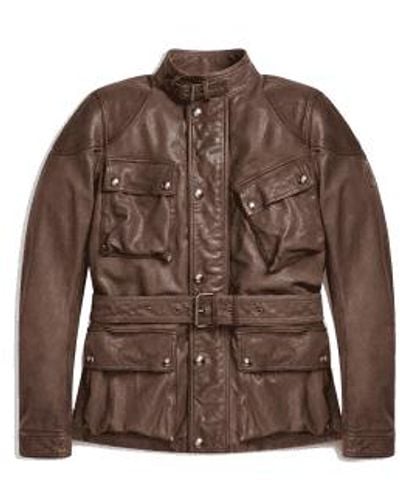 Belstaff Speedmaster jacket matte burnished leather - Marrón