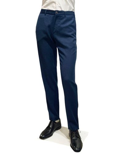 Canali Blue Impeccable Wool Smart Casual Trousers