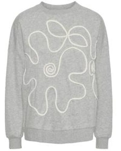 Pieces Flower Sweater Xs - Gray