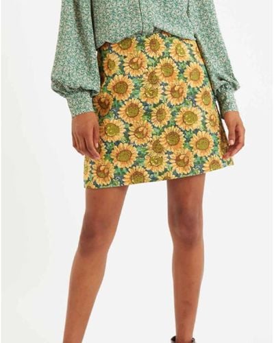 Lilac Rose Louche Aubin Sunflower Jacquard una falda línea - Amarillo