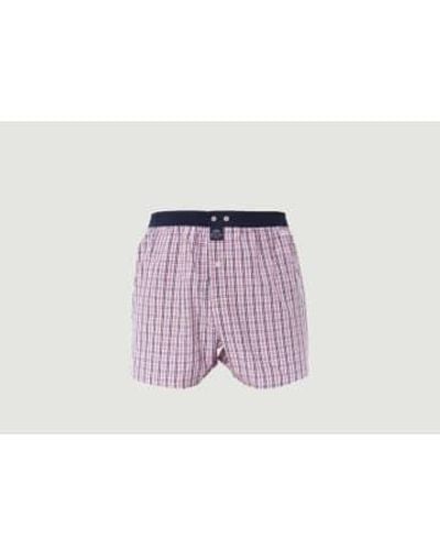 McAlson Checked Cotton Boxer Shorts S - Purple