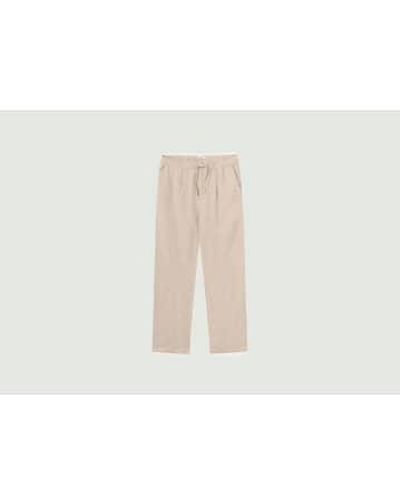 Knowledge Cotton Loose Pants In Organic Linen 1 - Bianco