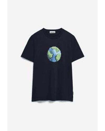 ARMEDANGELS Jaames Planet T-shirt Night Sky - Blue