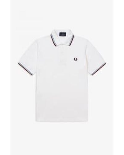 Fred Perry Reissues original twin tipped polo ice maroon - Blanco
