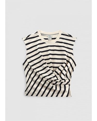Baum und Pferdgarten Womens Jaliyah Twist T Shirt In Breton Stripe Black 1 - Bianco