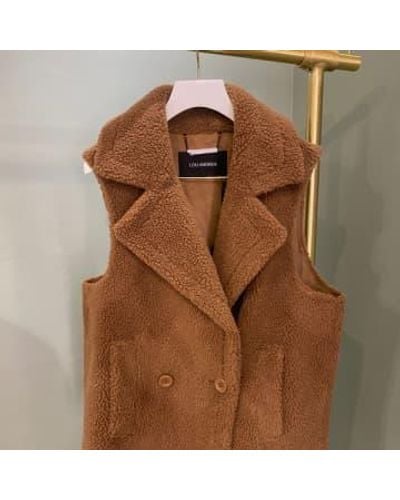 Lou Andrea Efecto oveja caramelo la chaqueta sin mangas "Toronto" - Marrón