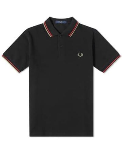 Fred Perry Slim fit twin polo polo wasted red green - Noir