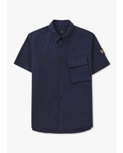 Belstaff Chemise à manches courtes à l'échelle masculine en marine - Bleu