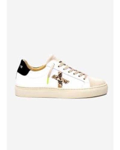 Newlab Sneaker en cuir blanc/beige/noir
