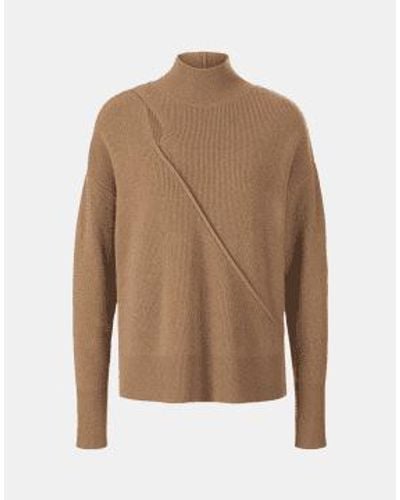 Riani Camel High Neck Cut Out Detail Sweater 10 - Brown
