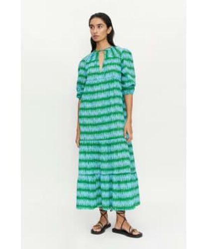 Compañía Fantástica Long Kaftan Dress And Blue Summer Vibes Print S - Green