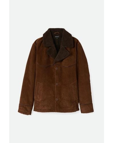 Brixton Bison Cord Lined Wallace Sherpa Corduroy Jacket - Brown