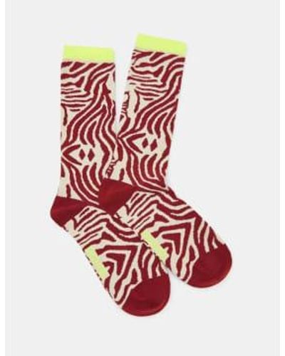 Essentiel Antwerp Frint Zebra Socks - Red