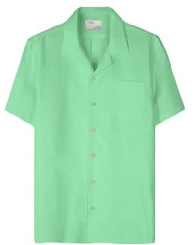 COLORFUL STANDARD Linen Short Sleeved Shirt Spring - Verde