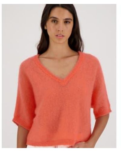 Les Racines Du Ciel Cianna V Neck Jumper Coral S - Red