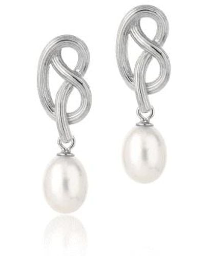 Claudia Bradby Medium Love Knot Pearl Drop Earrings - White