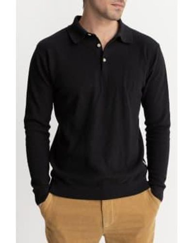 Rhythm Textured Knit Polo Shirt / L - Black
