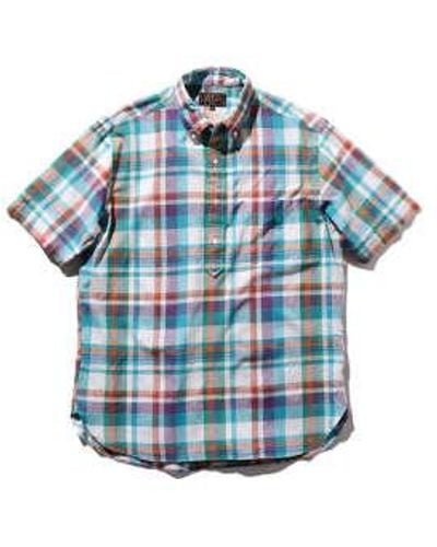 Beams Plus B.d. Pullover Short Sleeve Indian Madras Check Sax S - Blue