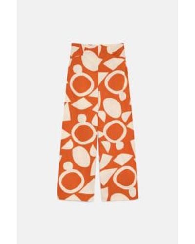Compañía Fantástica Bloquear pantalones pierna ancha con estampado - Naranja