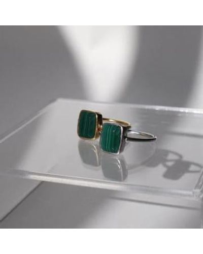 Lines & Current 'monroe' Malachite Ring Sterling Silver 20mm - Gray