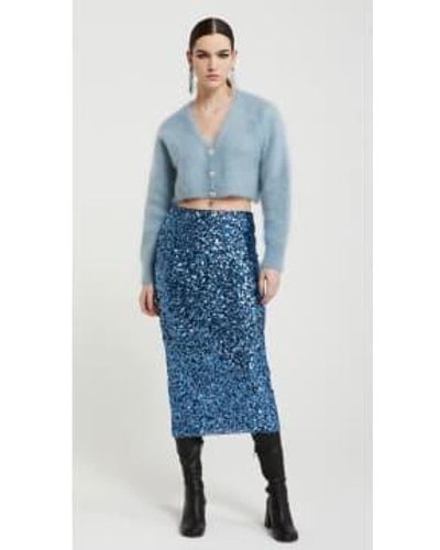 Ottod'Ame Ottod Ame Ottodame Sequin Skirt In Ceruleo Tn6074 - Blu