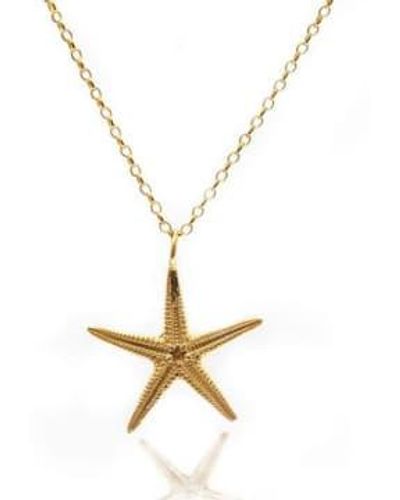 Dainty London Large Starfish Necklace Plated - Metallic