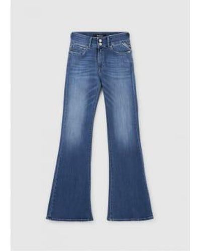 Replay Womens New Luz Flare Jeans In Vintage - Blu