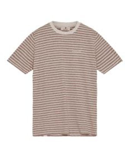 Anerkjendt T-shirt à rayures en coton/lin rod s/s en - Gris