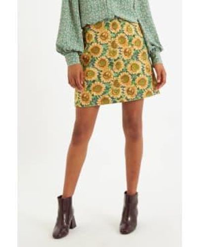 Louche London Sunflower Jacquard A Line Skirt Uk14 - Yellow