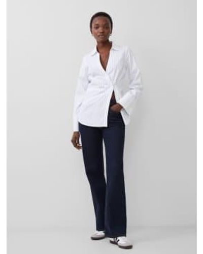 French Connection Isabelle Asymmetric Shirt Linen Cashmere 72Waj - Blu