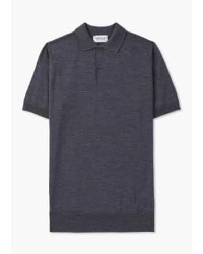 John Smedley Mens Payton Merino Polo Shirt In Charcoal - Blu