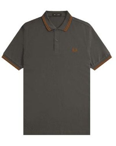 Fred Perry Slim Fit Twin Tipped Polo Field & Nut Flake S - Gray